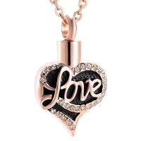 ijd7173 360 l stainless steel love and heart shape crystal urn cremation necklace pendant keepsake jewelry for ashes holder