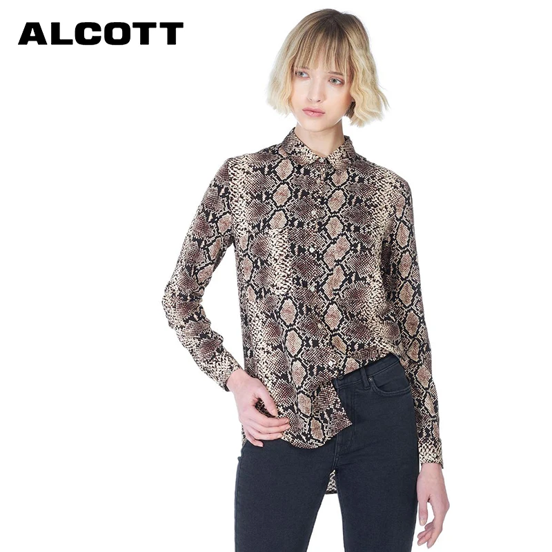 ALCOTT 2019 лето новый женский деловой Повседневный серпантин принт отложной