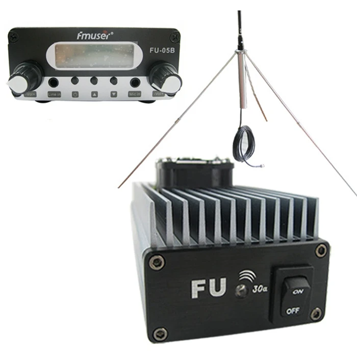 FMUSER FU-30A 30 Вт Профессиональный FM Усилитель мощности Набор для fm-передатчика вещания+ FU-05B 0,5 Вт FM возбудитель+ 1/4 волна GP100 антенна