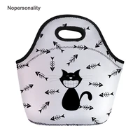 nopersonality cartoon cat print thermal insulated tote picnic lunch meal bag worker office neoprene portable insulated food bag