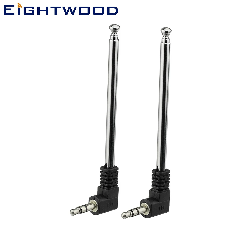 Eightwood 2pcs Telescopic FM Antenna with 3.5mm Male Connector for Mobile Cell Phone FM Radio Bose Wave Music System