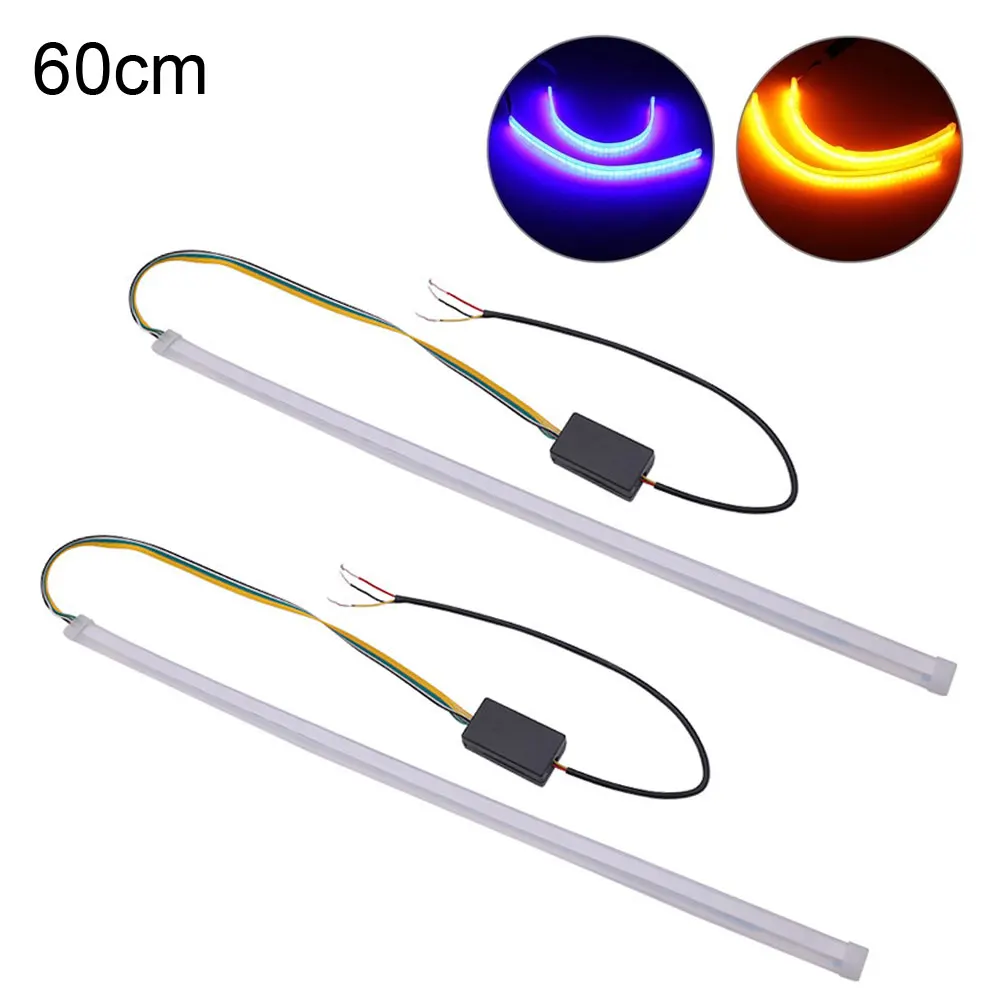 12V 2 шт. 30/45/60 см ультра-тонкий двойной Цвет светодиодный дневные ходовые огни