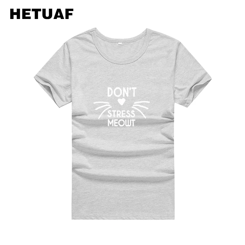 HETUAF не стресс MEOWT кошка любит принтовые тройники Для женщин 2018 Kawaii футболка Hipster