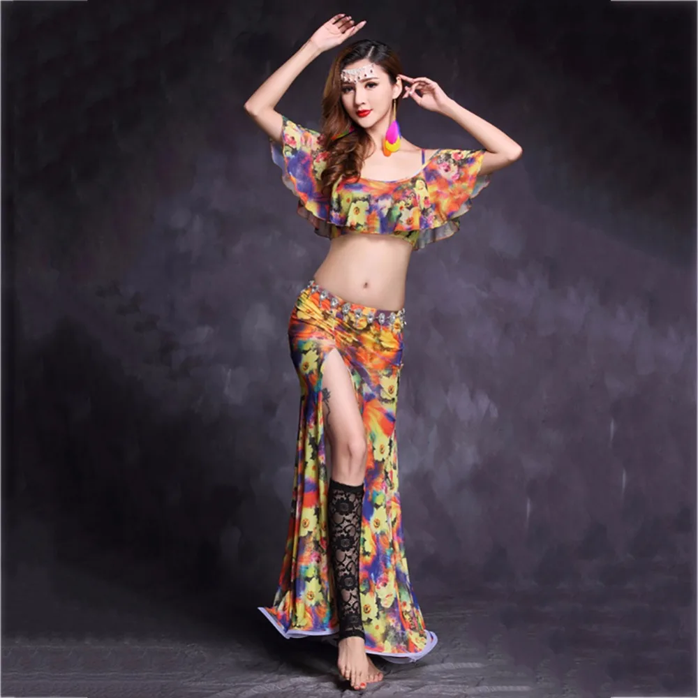 Профессиональный костюм для Танцев Живота дам Новый дизайн синий Цвет юбка с