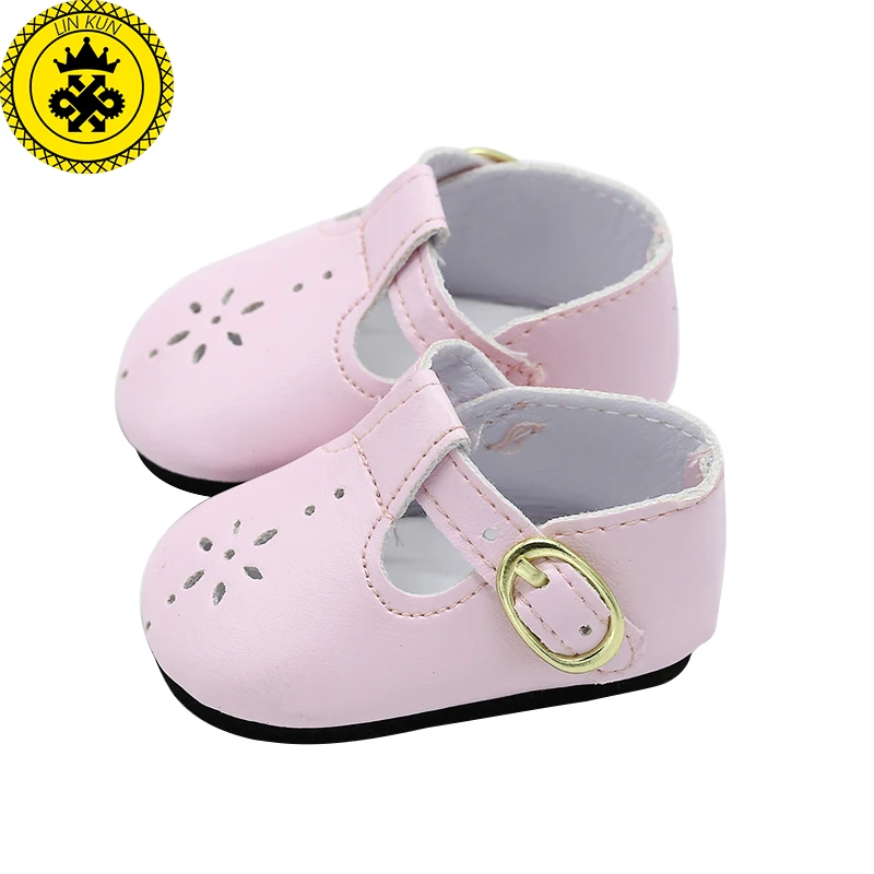 

Baby Doll Shoes Pink Leather Shoes Fit 43cm Baby Doll Accessories Girl Gift xie576