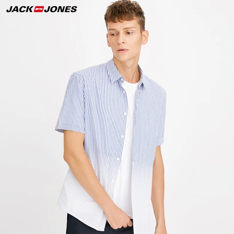 Мужская рубашка с короткими рукавами Jack Jones 100% хлопок весна лето E |