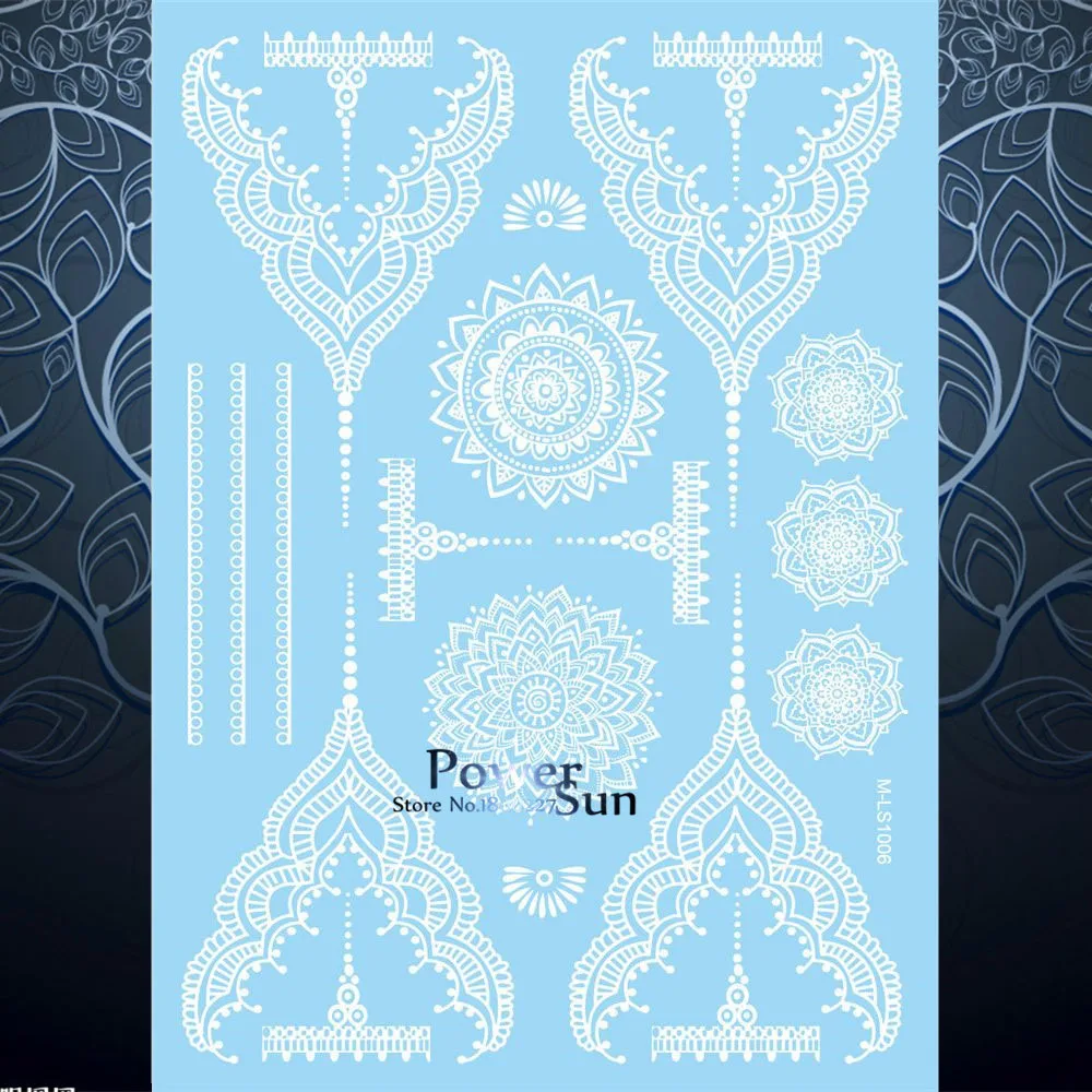 1 шт. Модная водостойкая татуировка с имитацией цветка подвеска белыми чернилами