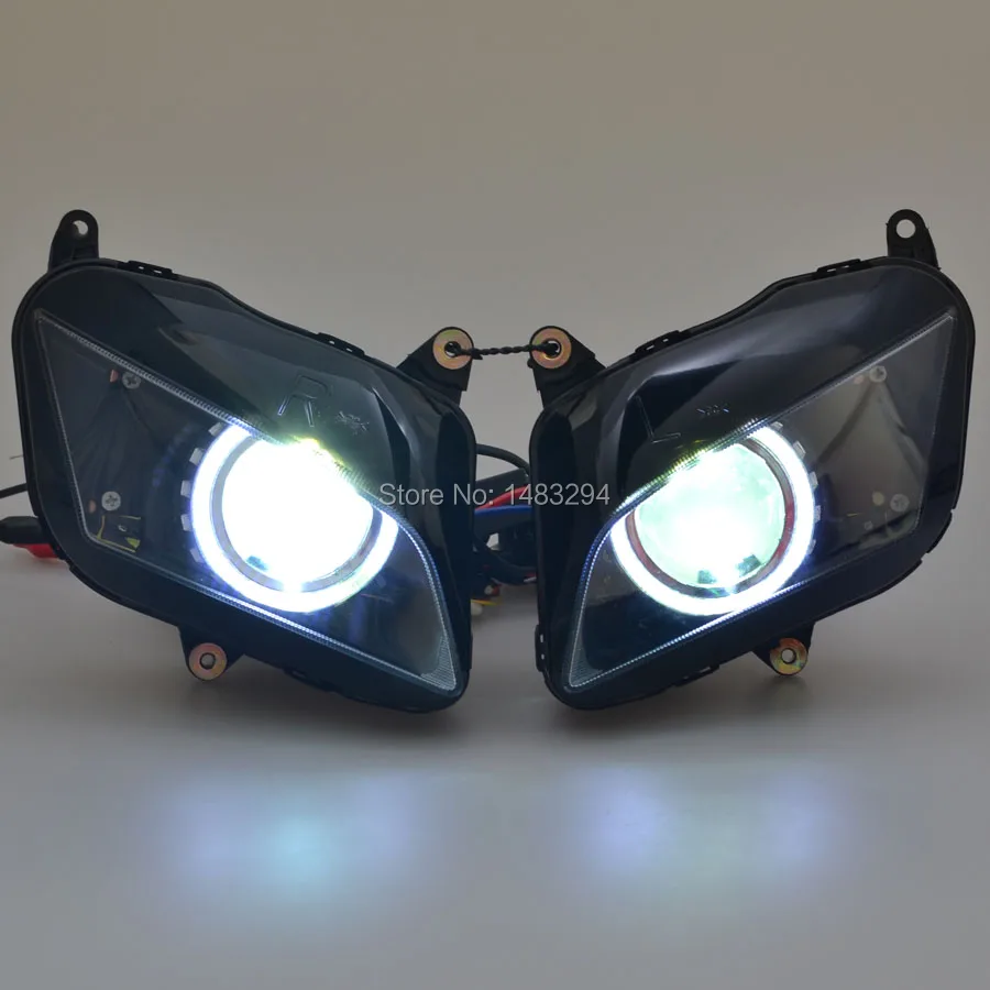 

Custom Assembled HID Projector Headlight Conversion White Angel Eye W/LED Turn Signal Amber Fit For Honda CBR600RR 07-12