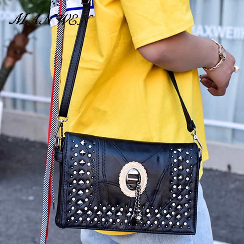 2017 fashion Rivet Genuine leather Envelope bag Clutches Women Crossbody designer Sheepskin female lady casual Shoulder | Багаж и сумки