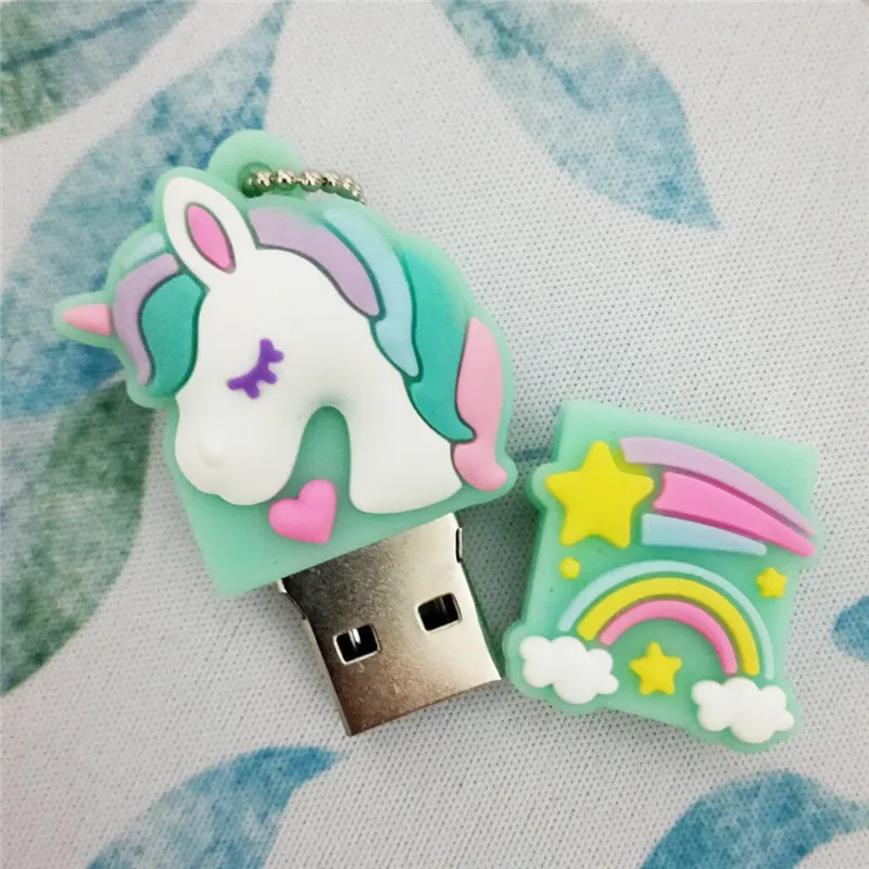 Новый стиль мультяшный флеш накопитель в виде единорога 64 ГБ 32 usb 128 милый с