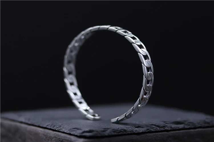 C&ampR Real 925 Sterling Silver bangles for women bracelet whip chain Female open simple Thai Fine Jewelry Adjustable | Украшения и