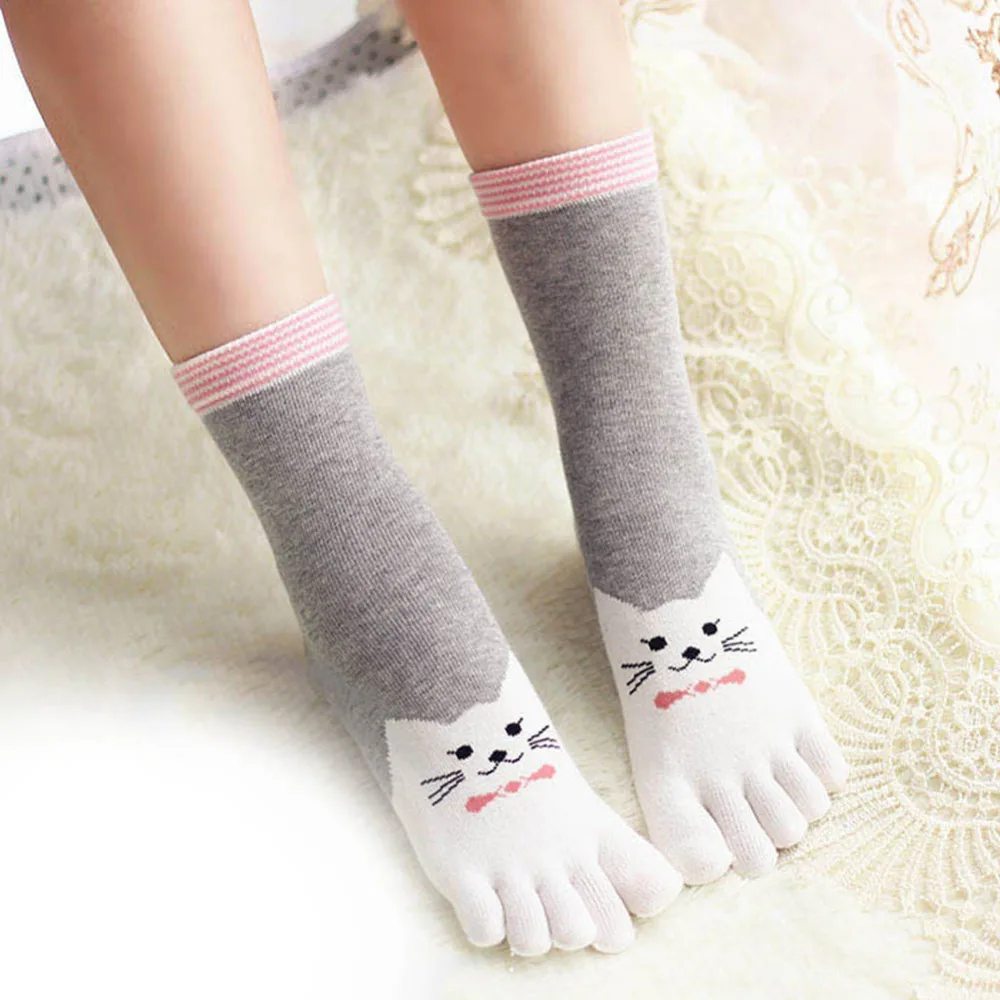 Разноцветные хлопковые носки до середины голени с рисунком из мультфильма пятью