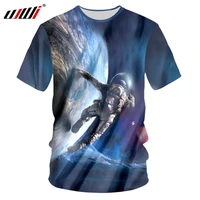 ujwi men 3d cool print astronaut space moon t shirts hombre short sleeve crewneck tee shirts 7xl tshirts summer tops