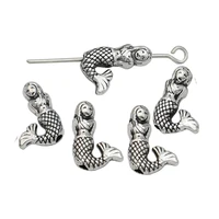 jakongo mermaid spacer beads antique silver plated loose beads for jewelry making bracelet diy handmade craft 30pcs 13x9mm