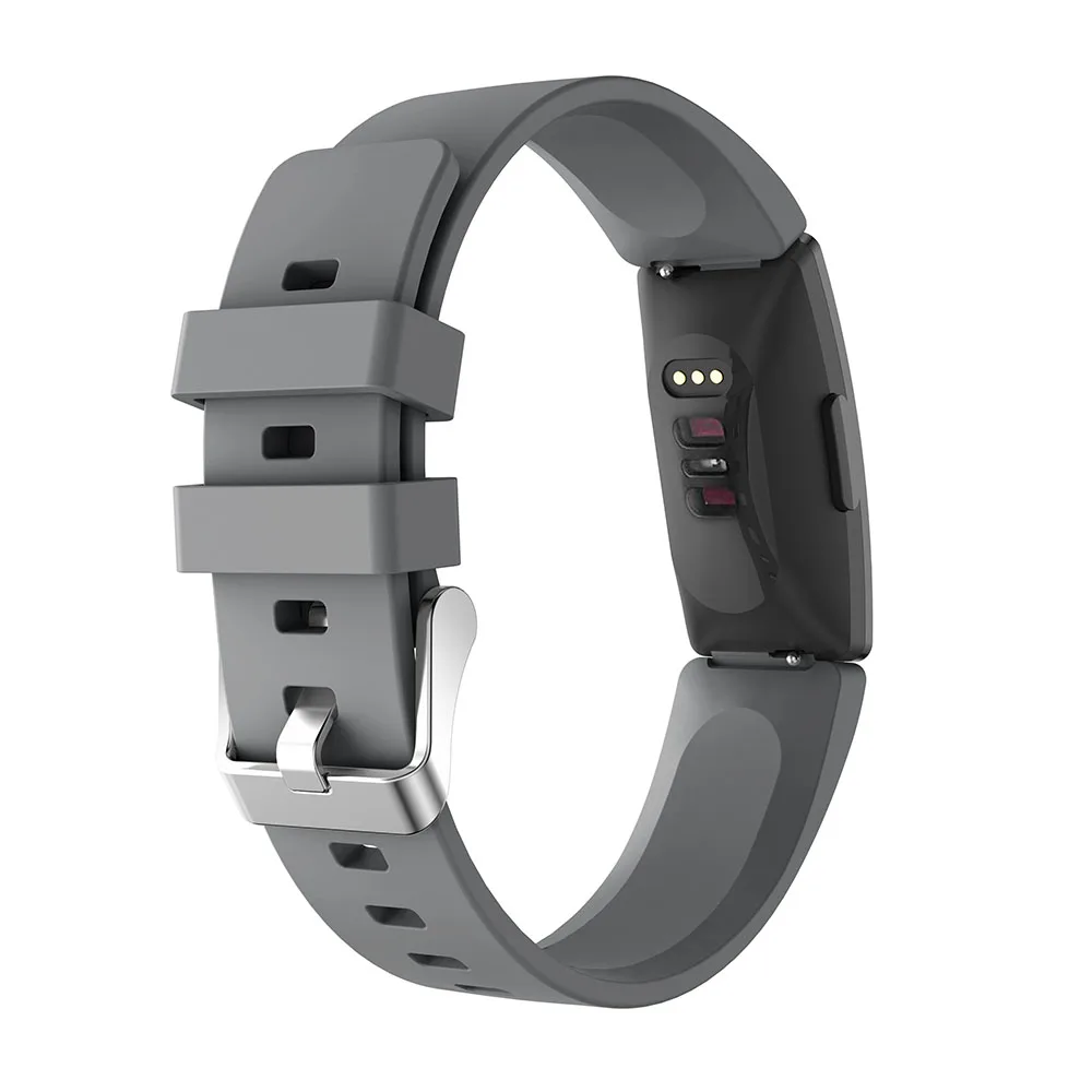 Серый Силиконовый Браслет Ремешок Браслет для Fitbit Inspire/Inspire HR трекер активности умные часы замена часы ремешок на запястье - Цвет: Серый