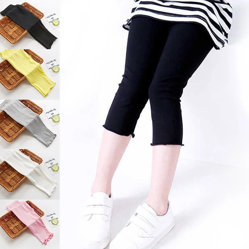 Брюки для девочек до колена Детские укороченные брюки карамельных цветов летние