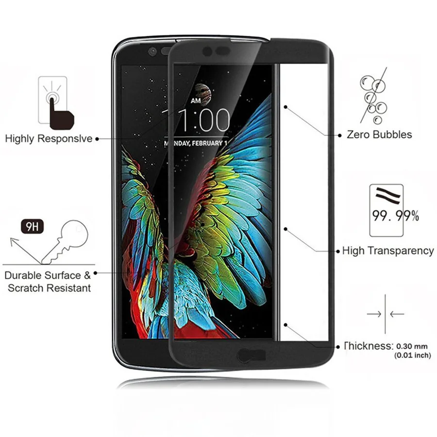 2 шт для стекла LG K10 полное покрытие Защитная пленка 2.5D анти Браст закаленное