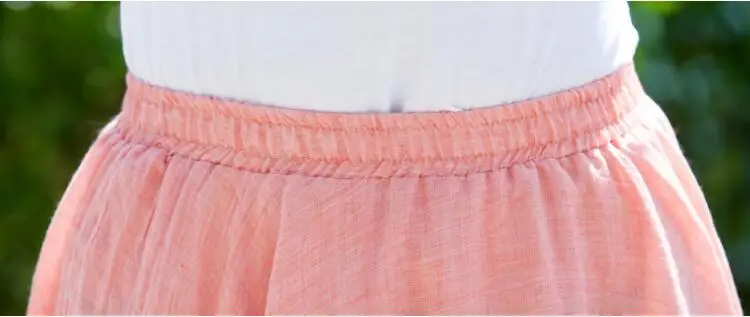 

Solid Color Maxi Skirt Fashion Women Bohemian Casual Elastic Waist Linen Long Skirt Female Beach A Line Cotton Skirts
