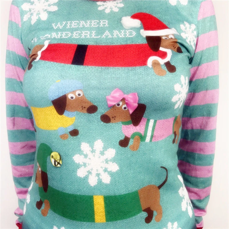Kawaii Wiener Wonderland напечатанное уродливое Рождество футболка для женщин милая Одежда для собак рождественские футболки забавная Рождественская кофта плюс размер