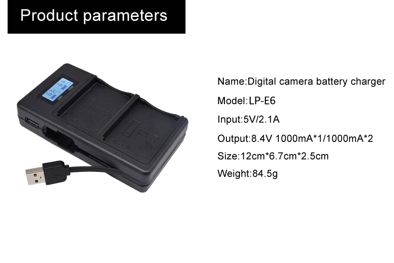 PALO 4 шт. LP-E6 LPE6 LP E6 E6N Камера Батарея+ LCD Dual charger для цифровой однообъективной зеркальной камеры Canon EOS 5DS R 5D Mark II 5D Mark III 6D 7D 80D EOS 5DS R