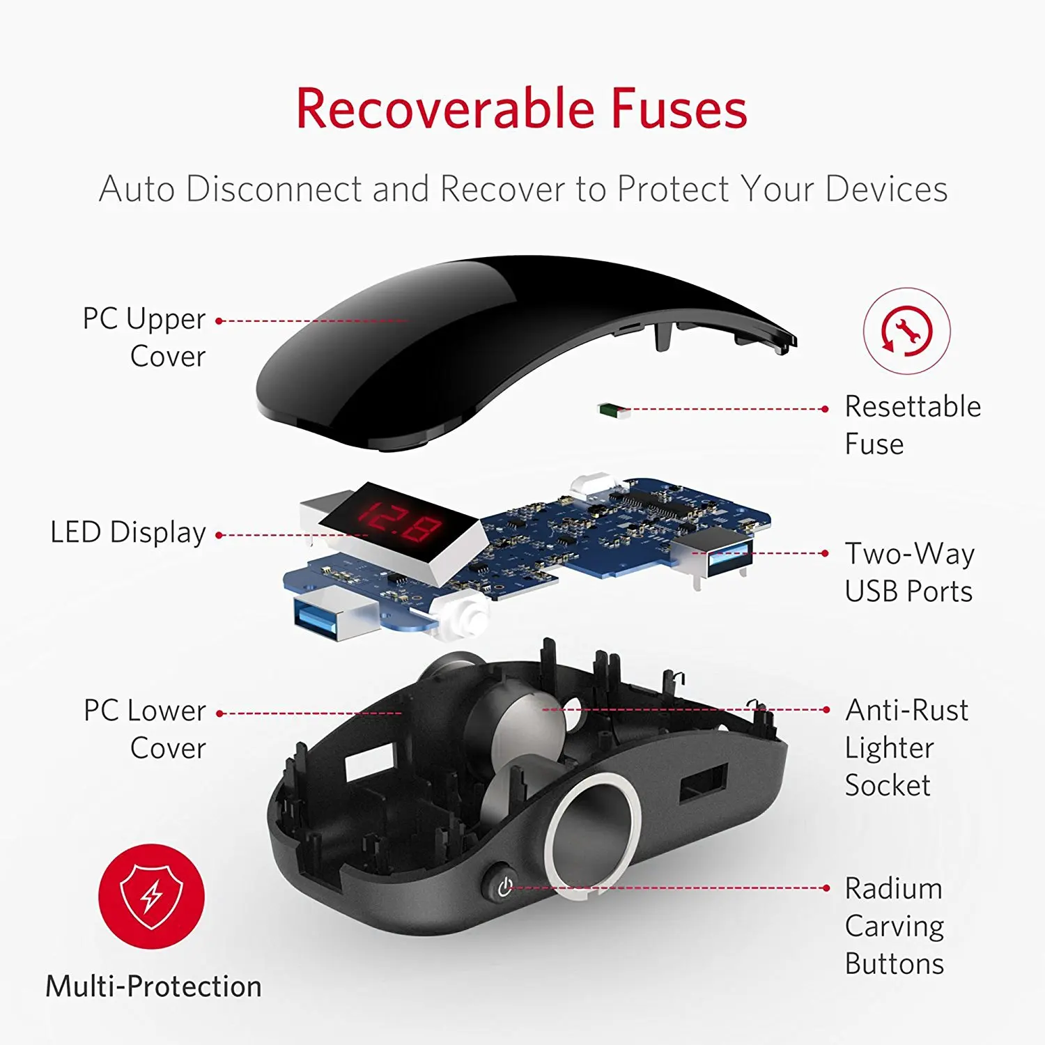 Nulaxy автомобильный прикуриватель Разветвитель USB адаптер питания 12 В