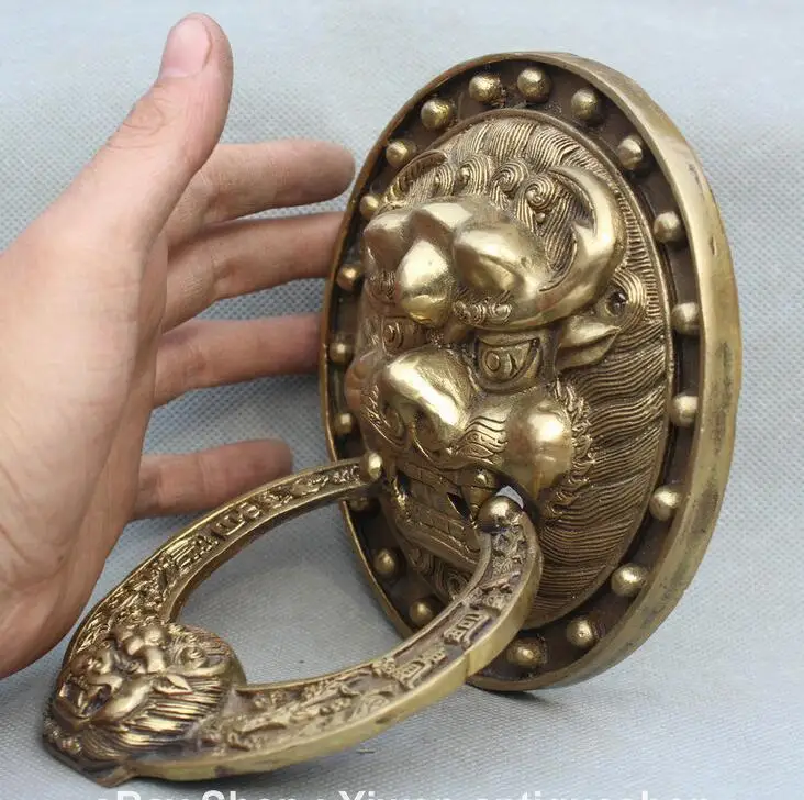 8 &quotКитайский латунный по феншуй Guardion Дракон лев зверь голова Маска дверной