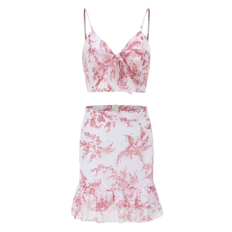 Печатные платья с v образным вырезом укороченный топ без рукавов и застежка молния зауженная высокой талией