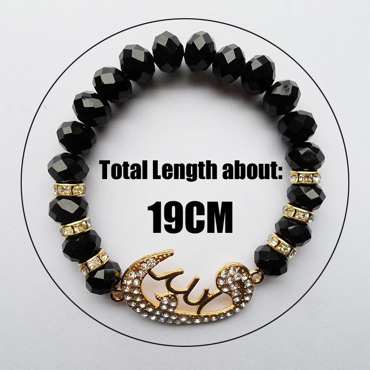 Самодельные черные кристаллы стрейч искусственная молитва для женщин|bracelet