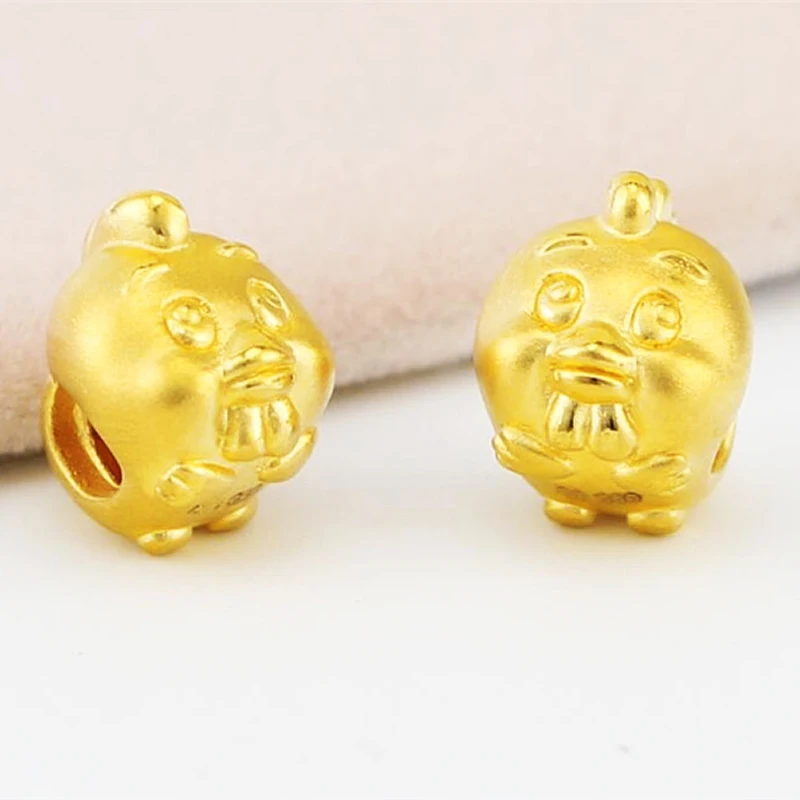 Новый Чистый 3D 24 К желтого золота знак зодиака петух кулон милый переплетения