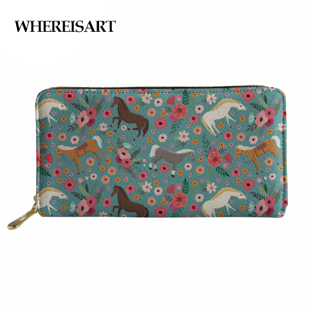 WHEREISART кошелек из искусственной кожи Женский Длинный для монет с принтом Crazy Horse