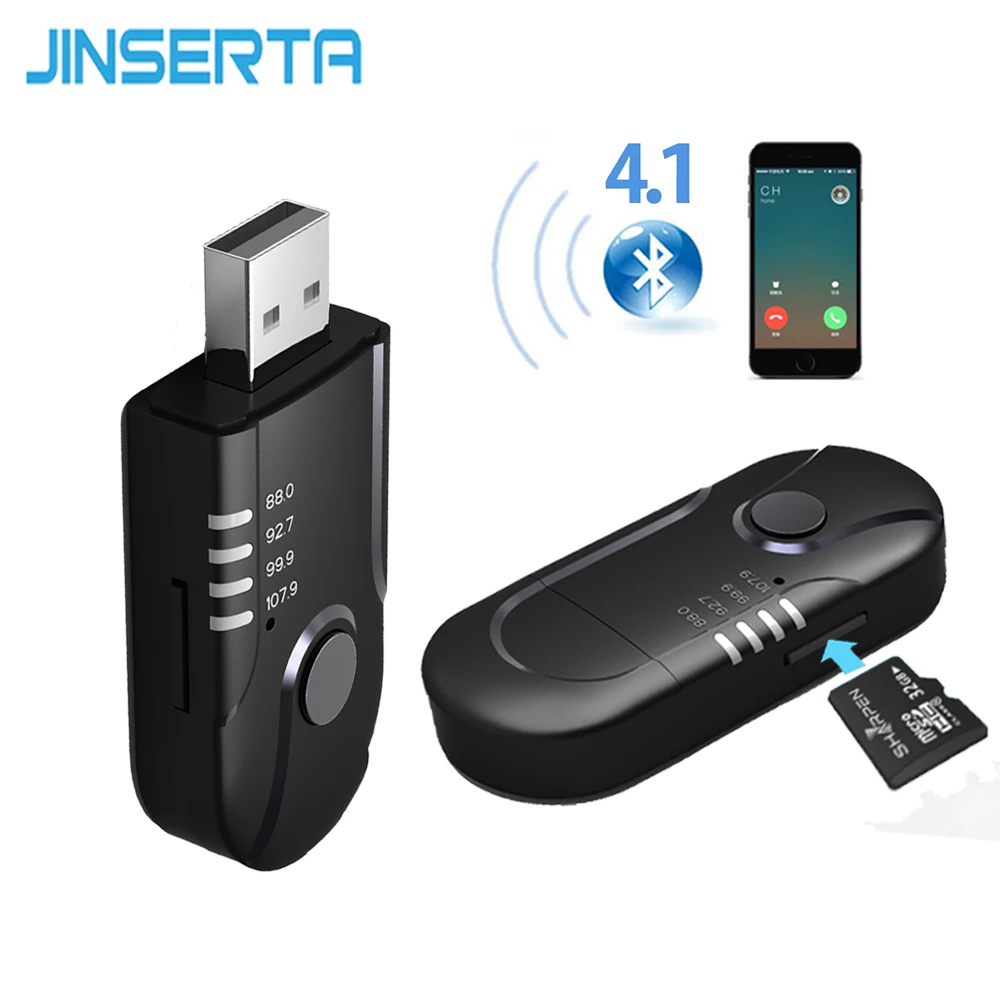 FM трансмиттер JINSERTA автомобильный с поддержкой Bluetooth и USB|Автомобильный комплект