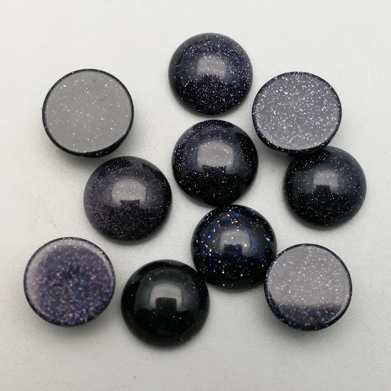 Fashion blue sand round CAB Cabochon no hole charm 12mm Nature Stone beads for jewelry making Wholesale 50pcs/lot | Украшения и