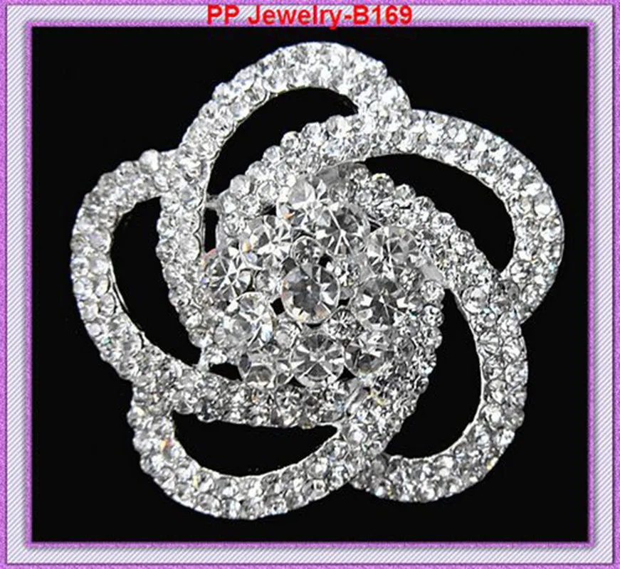 

silver tone Clear rhineston large flweor rose brooch for wedding,party.etc 60pcs/lot