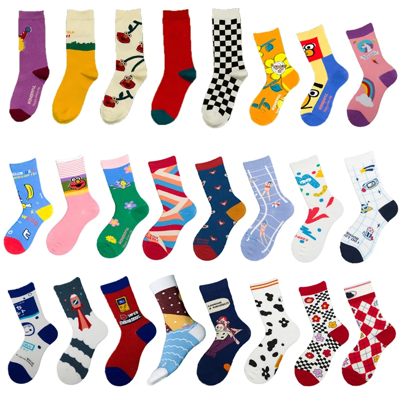 

Unisex Fashion Women Socks Harajuku Colorful Cotton Normal Socks Men 1 Pair