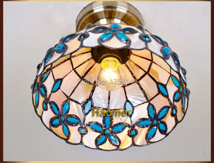 Средиземноморская потолочная лампа в виде ракушки s сиреневый узор