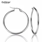 Круглые серьги-кольца из нержавеющей стали ZooMango, серебряныечерныезолотые вечерние серьги, ювелирные изделия для женщин, Kolczyki ZE18110
