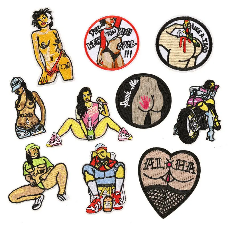 Забавный Байкер nake sex Butt like a taco сексуальная девушка DIY грязная задница аппликация Железо На Патчи швейный значок