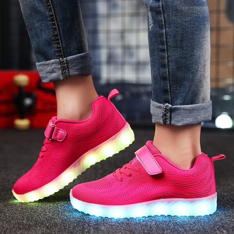 Kezrea Fashion Brand LED Light Shoes Girls Boys Flash Lamp for Children Sneakers USB Rechargeable Casual Glowing | Детская одежда и