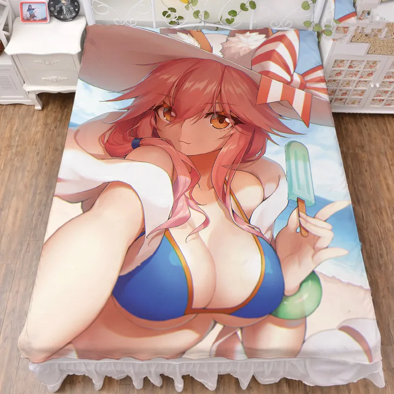 

Anime Fate/EXTRA Fate/Grand Order FGO Tamamo no Mae Caster Milk Fiber Bed Sheet & Flannel Blanket Summer Quilt 150x200cm