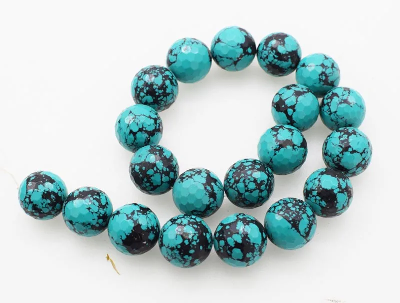 

loose beads green howlite TURQUOISE ROUND faceted 18/20MM 15" for DIY jewelry making FPPJ wholesale beads nature gem stone