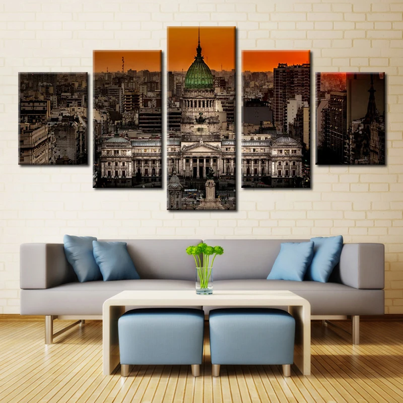 Неоновые огни модные светодиодные знаменитые строительные фотографии печать на