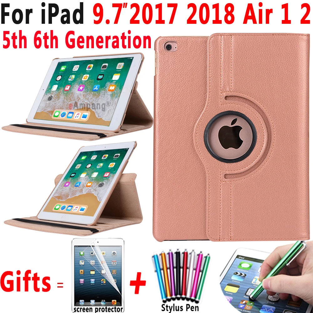 360 градусов вращающийся Смарт сна проснулся кожаный чехол для Apple iPad 9 7 2017 2018 Air 1 2 5