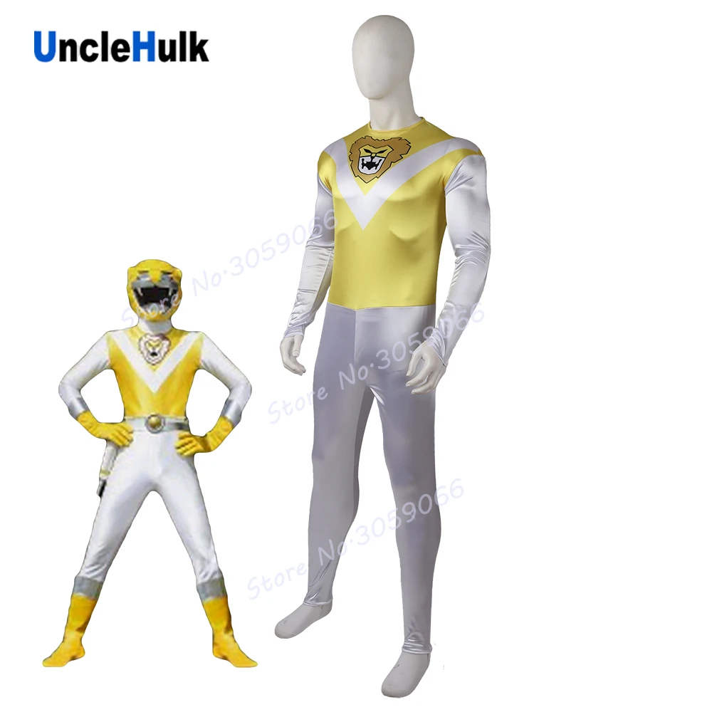 Choujuu Sentai Liveman желтый лев атласная ткань Косплей Костюм | UncleHulk