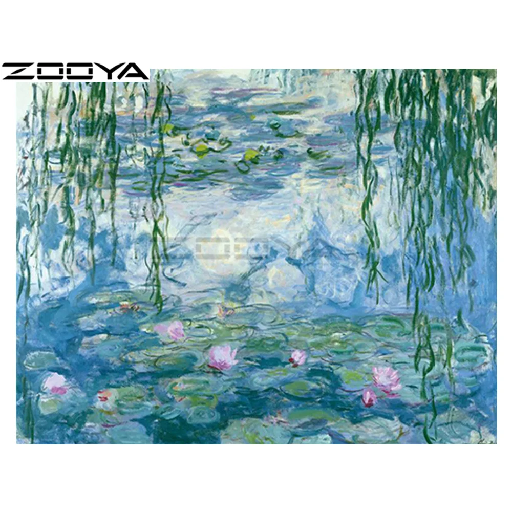 ZOOYA 5D DIY Алмазная ива лотоса водная поверхность пейзаж Картина Вышивка крестом
