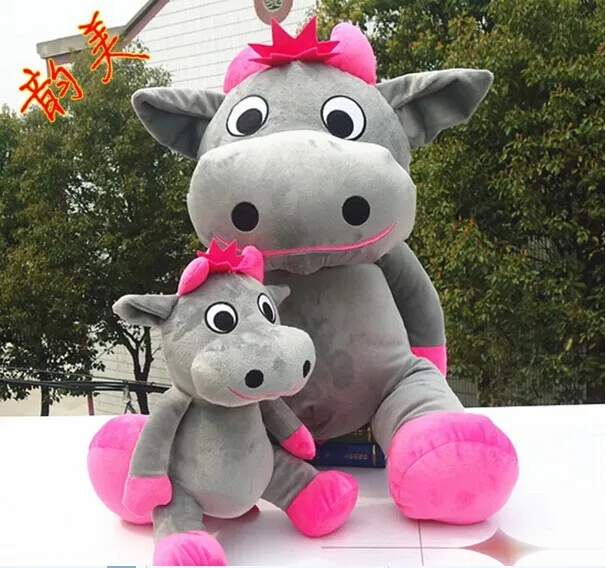 Большая и изображением милой коровы плюшевая игрушка Сидящая серый корова Кукла
