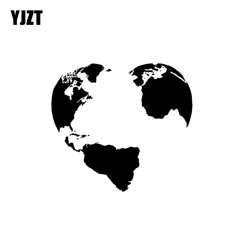 

YJZT 18CM*16.3CM Fashion Earth Peace World Love Pacifism Map Vinyl Car Sticker Graphical Decal Black/Silver C11-0951