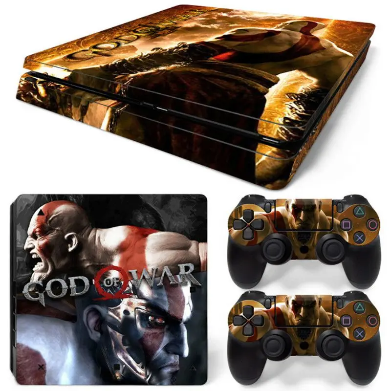 Съемный Виниловый чехол God of War для PS4 Slim + контроллер защитные наклейки Sony Playstation 4