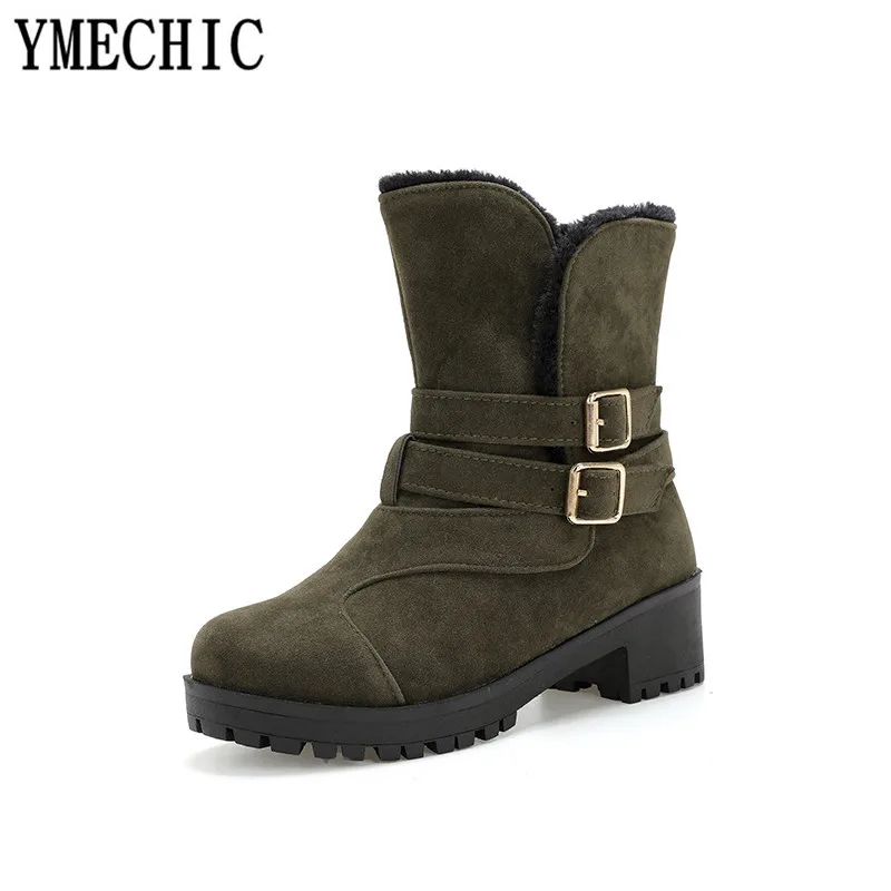 Женские ботильоны на блочном каблуке YMECHIC зима 2018 женские ботинки высоком с