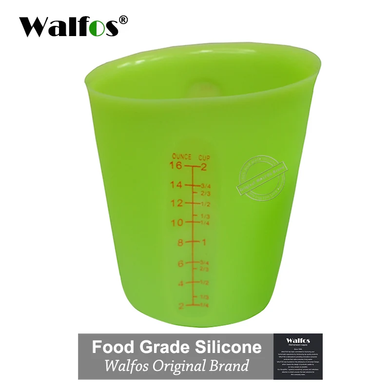 500 ml green WALFOS высокое качество пищевой 500 мл гибкие силиконовые мерные чашки мерная ложка посуда для выпечки Кухонные инструменты для выпечки кондитерских изделий - Цвет: 500 ml green