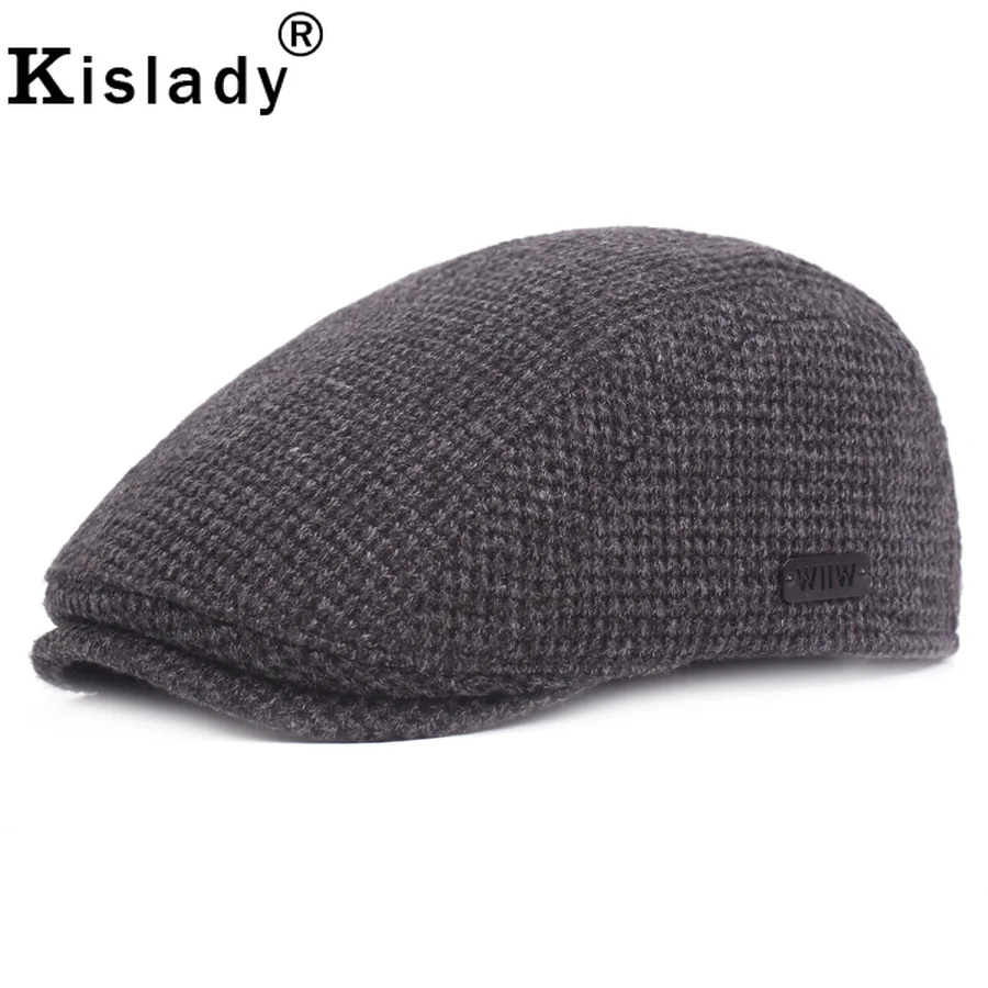 Kislady Регулируемый повседневное чёрный берет кепки новый Осень Зима утолщаются